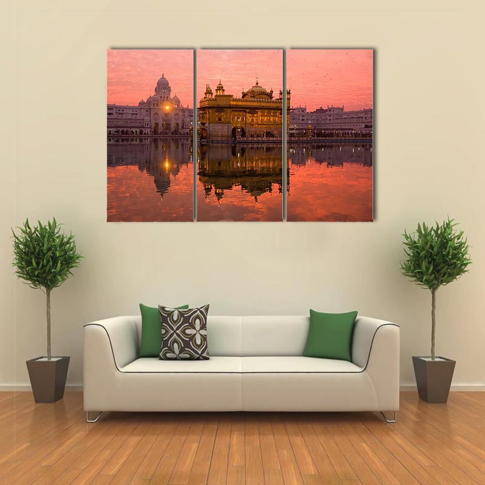 Golden Temple In Amritsar Canvas Wall Art-3 Horizontal-Gallery Wrap-37" x 24"-Tiaracle