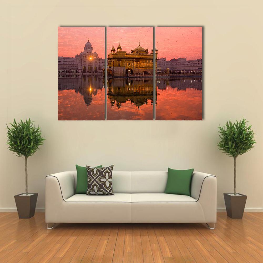 Golden Temple In Amritsar Canvas Wall Art-4 Pop-Gallery Wrap-50" x 32"-Tiaracle