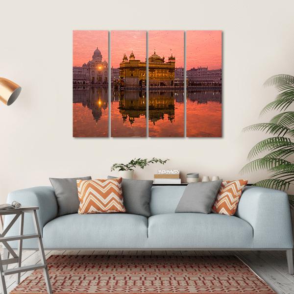 Golden Temple In Amritsar Canvas Wall Art-4 Horizontal-Gallery Wrap-34" x 24"-Tiaracle