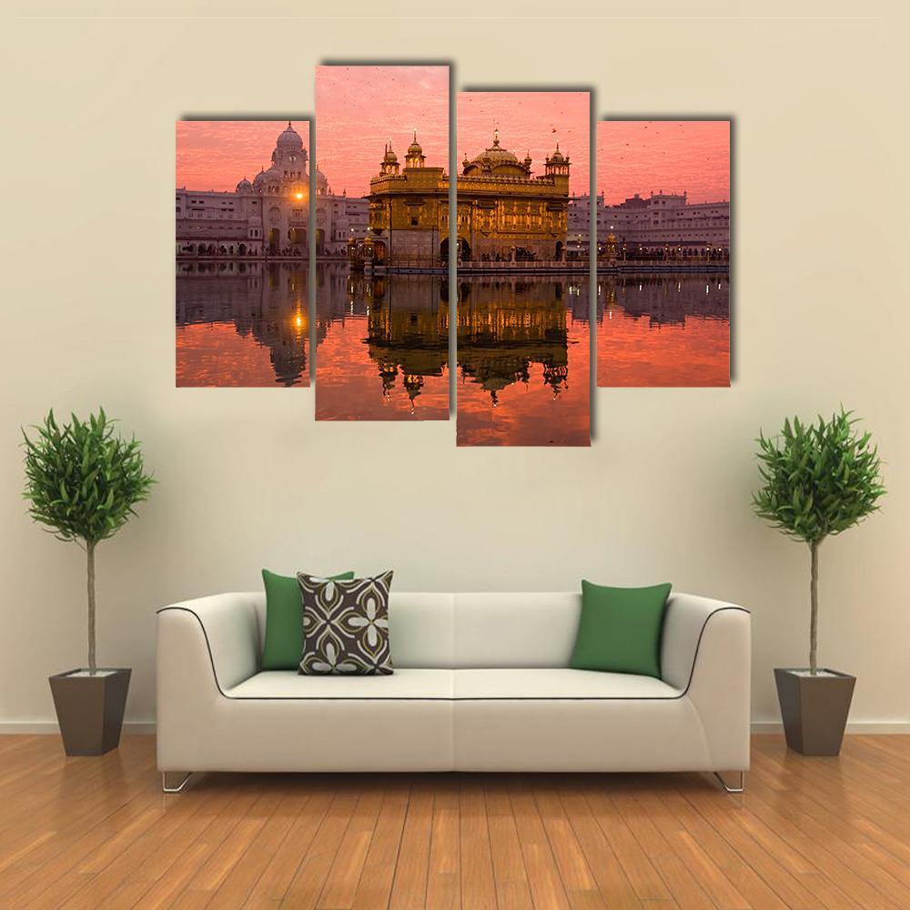 Golden Temple In Amritsar Canvas Wall Art-4 Pop-Gallery Wrap-50" x 32"-Tiaracle