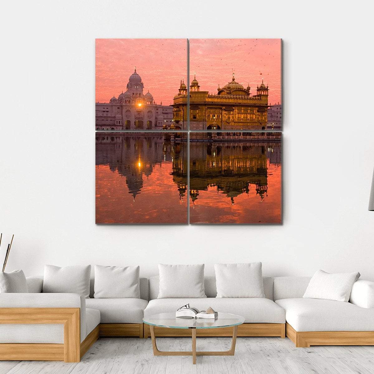 Golden Temple In Amritsar Canvas Wall Art-4 Square-Gallery Wrap-17" x 17"-Tiaracle