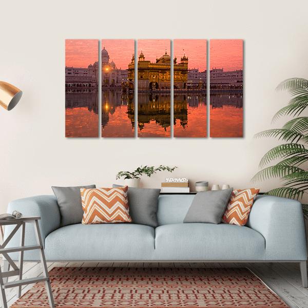 Golden Temple In Amritsar Canvas Wall Art-5 Horizontal-Gallery Wrap-22" x 12"-Tiaracle