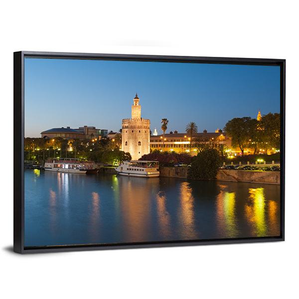 Golden Tower In Seville Canvas Wall Art-3 Horizontal-Gallery Wrap-25" x 16"-Tiaracle