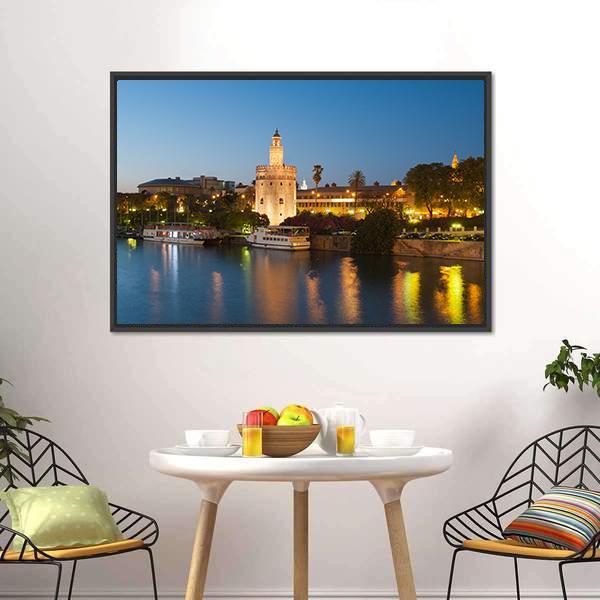 Golden Tower In Seville Canvas Wall Art-3 Horizontal-Gallery Wrap-25" x 16"-Tiaracle
