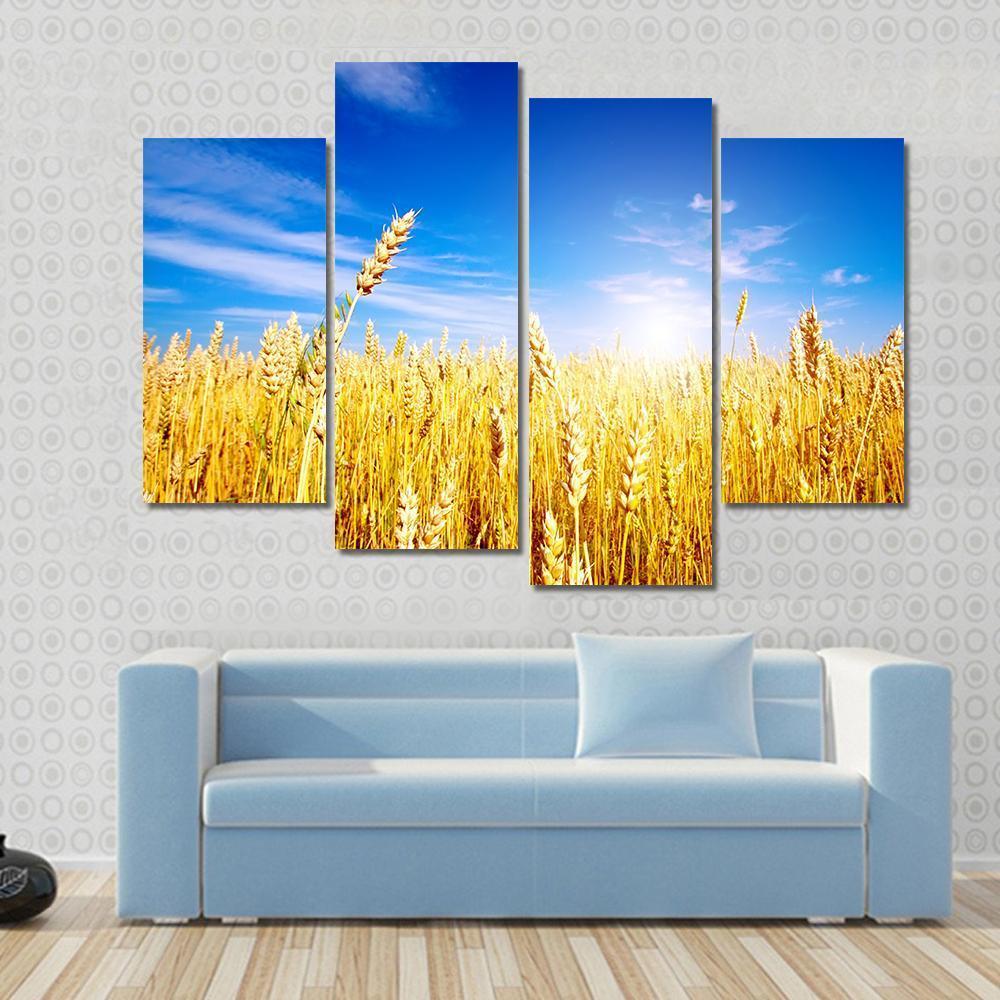 Golden Wheat Field Canvas Wall Art-4 Pop-Gallery Wrap-50" x 32"-Tiaracle