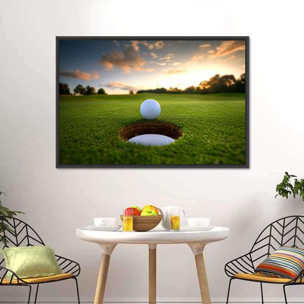Golf Ball About To Fall Canvas Wall Art-5 Horizontal-Gallery Wrap-22&quot; x 12&quot;-Tiaracle
