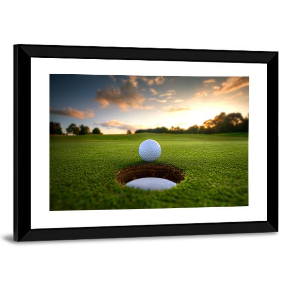 Golf Ball About To Fall Canvas Wall Art-3 Horizontal-Gallery Wrap-25&quot; x 16&quot;-Tiaracle