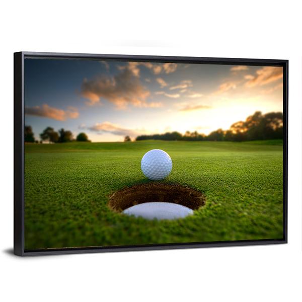 Golf Ball About To Fall Canvas Wall Art-5 Horizontal-Gallery Wrap-22&quot; x 12&quot;-Tiaracle