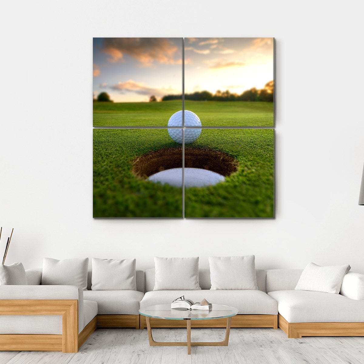 Golf Ball About To Fall Canvas Wall Art-4 Square-Gallery Wrap-17" x 17"-Tiaracle