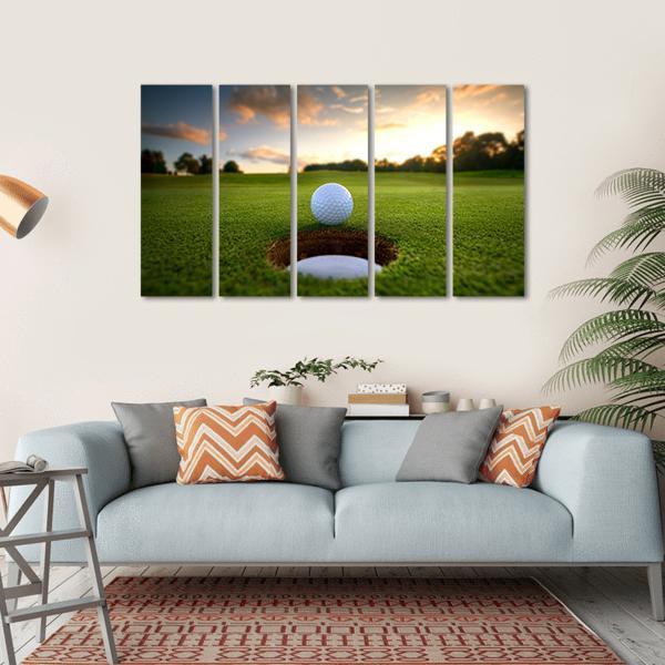 Golf Ball About To Fall Canvas Wall Art-5 Horizontal-Gallery Wrap-22" x 12"-Tiaracle
