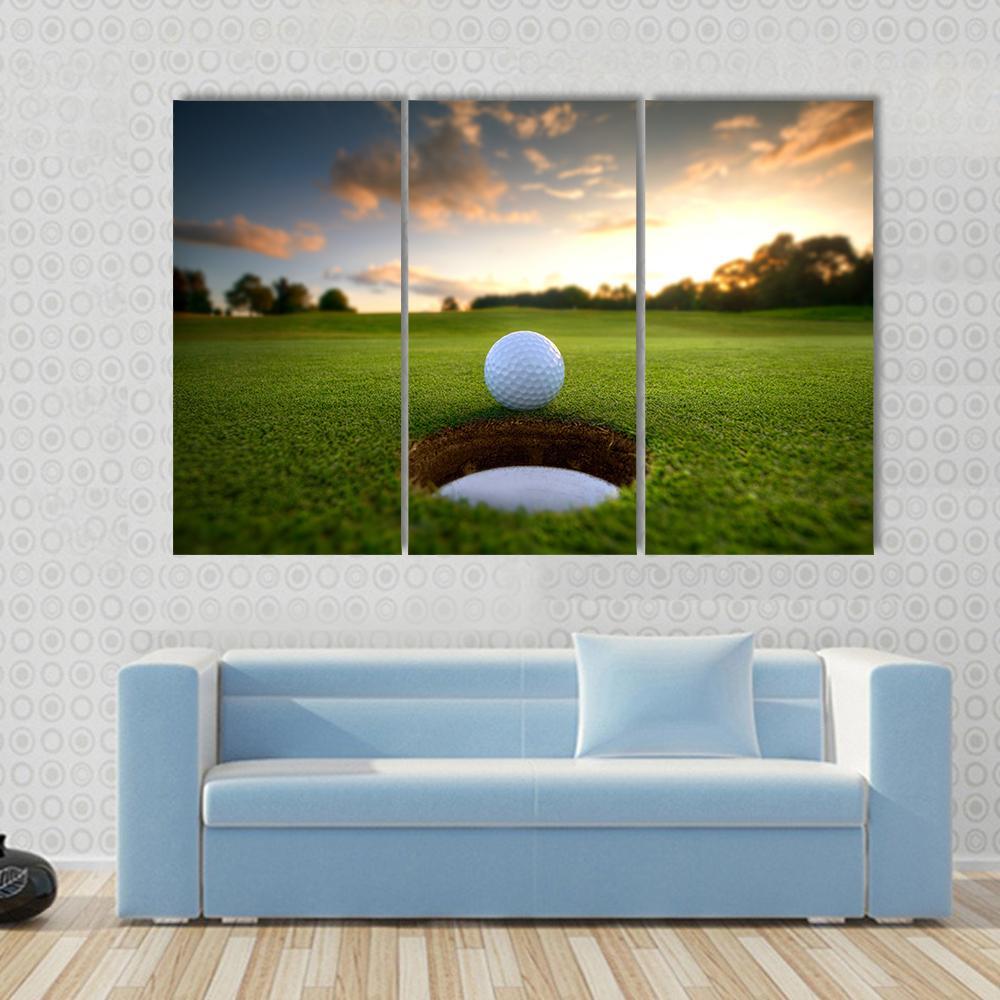 Golf Ball About To Fall Canvas Wall Art-3 Horizontal-Gallery Wrap-37&quot; x 24&quot;-Tiaracle