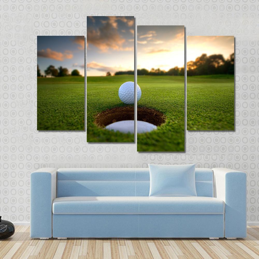 Golf Ball About To Fall Canvas Wall Art-4 Pop-Gallery Wrap-50&quot; x 32&quot;-Tiaracle