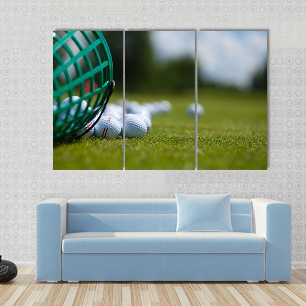 Golf Ball Basket Canvas Wall Art-3 Horizontal-Gallery Wrap-37&quot; x 24&quot;-Tiaracle