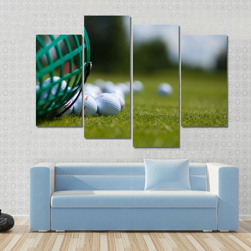 Golf Ball Basket Canvas Wall Art-4 Pop-Gallery Wrap-50&quot; x 32&quot;-Tiaracle