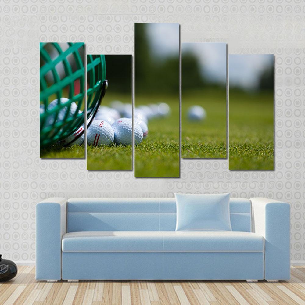 Golf Ball Basket Canvas Wall Art-5 Pop-Gallery Wrap-47&quot; x 32&quot;-Tiaracle