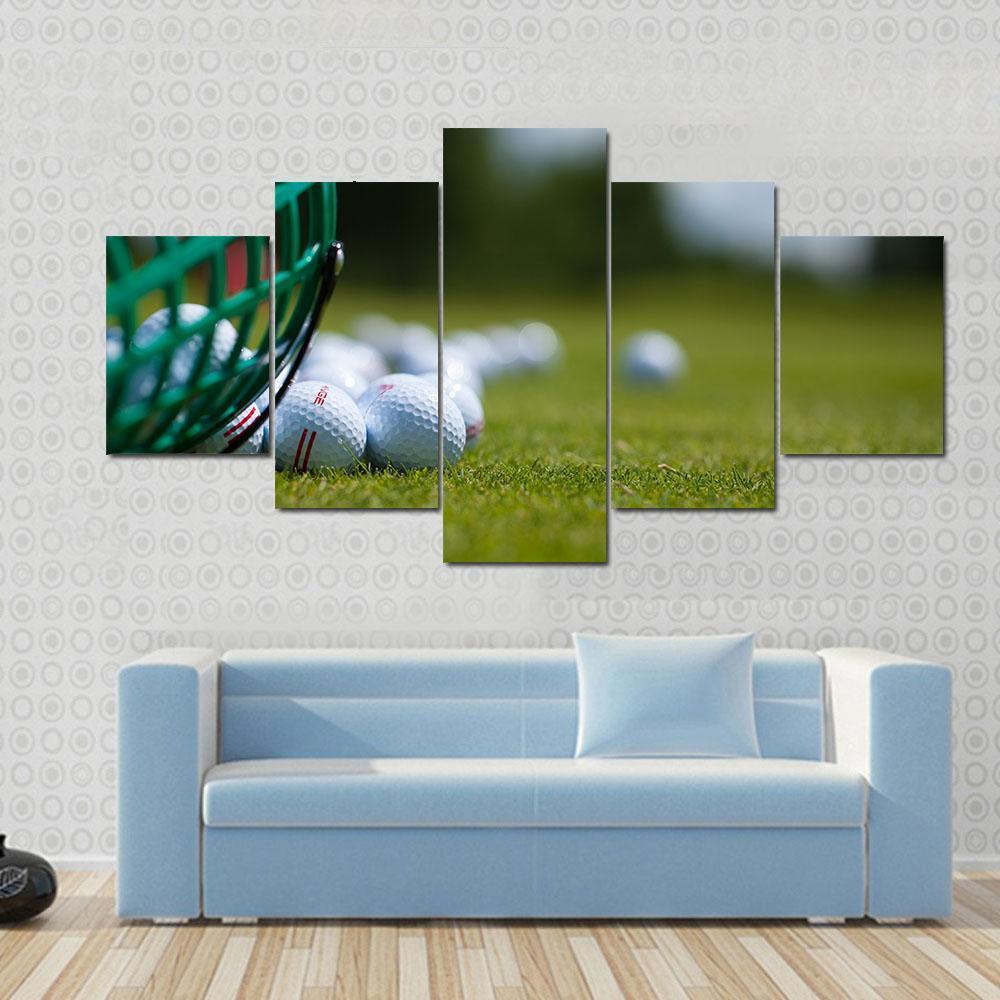 Golf Ball Basket Canvas Wall Art-5 Star-Gallery Wrap-62&quot; x 32&quot;-Tiaracle