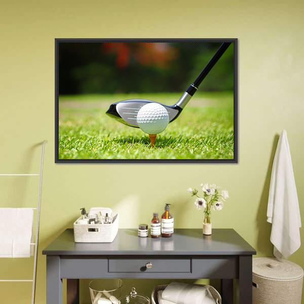 Golf Ball &amp; Club Canvas Wall Art-1 Piece-Floating Frame-24&quot; x 16&quot;-Tiaracle