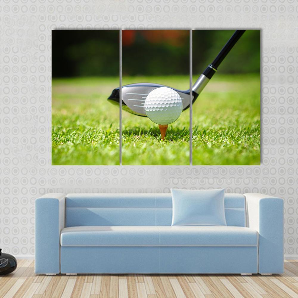 Golf Ball &amp; Club Canvas Wall Art-3 Horizontal-Gallery Wrap-37" x 24"-Tiaracle