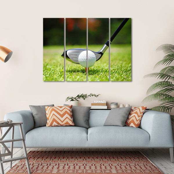 Golf Ball &amp; Club Canvas Wall Art-4 Horizontal-Gallery Wrap-34&quot; x 24&quot;-Tiaracle