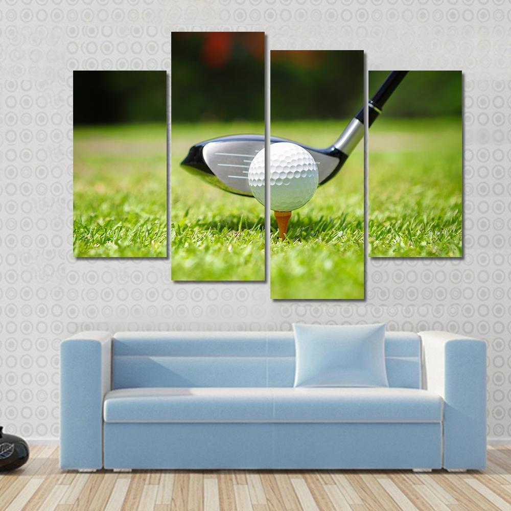 Golf Ball &amp; Club Canvas Wall Art-4 Pop-Gallery Wrap-50&quot; x 32&quot;-Tiaracle