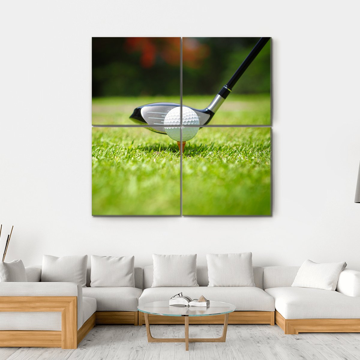 Golf Ball & Club Canvas Wall Art-4 Square-Gallery Wrap-17" x 17"-Tiaracle