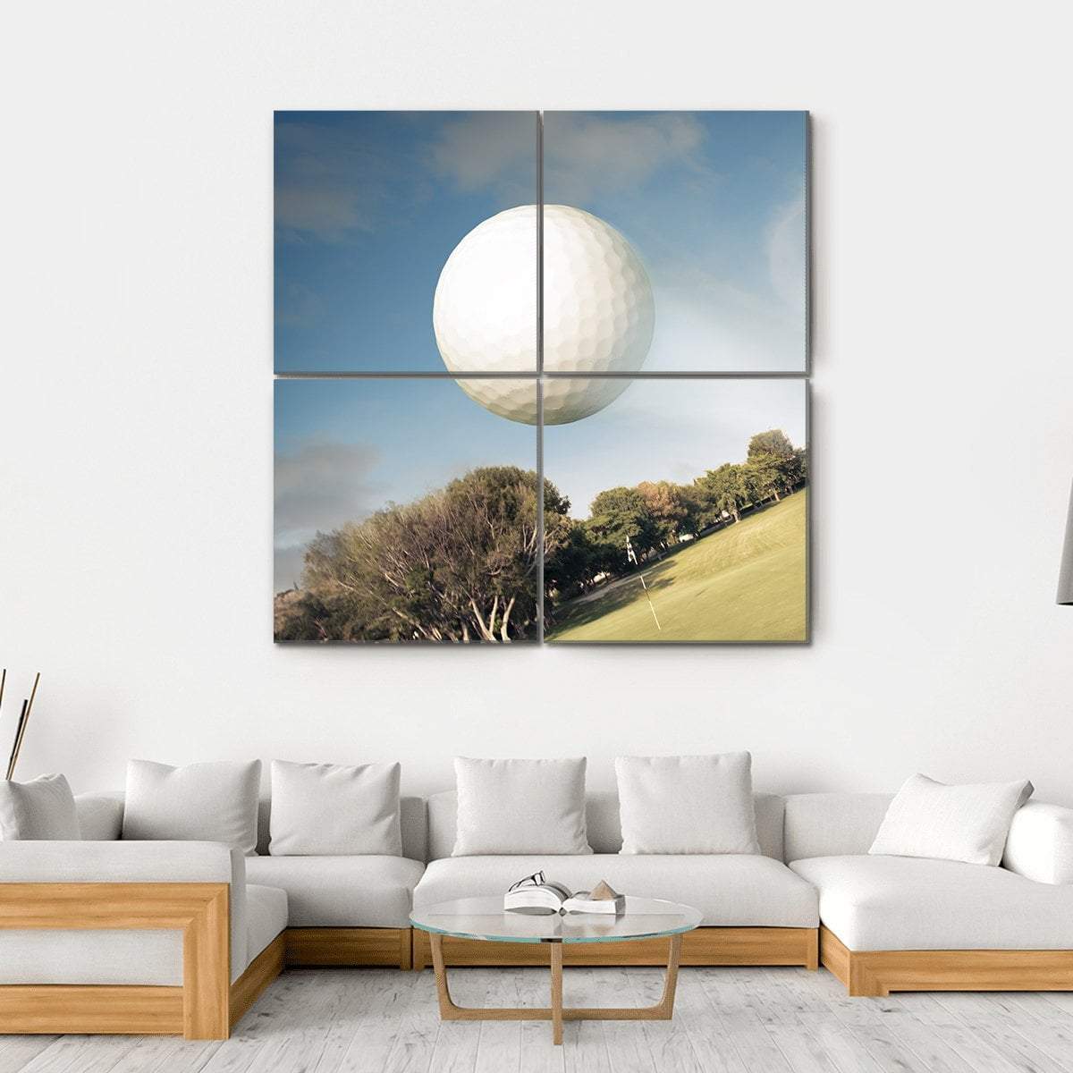 Flying Golf Ball Canvas Wall Art-4 Square-Gallery Wrap-17&quot; x 17&quot;-Tiaracle