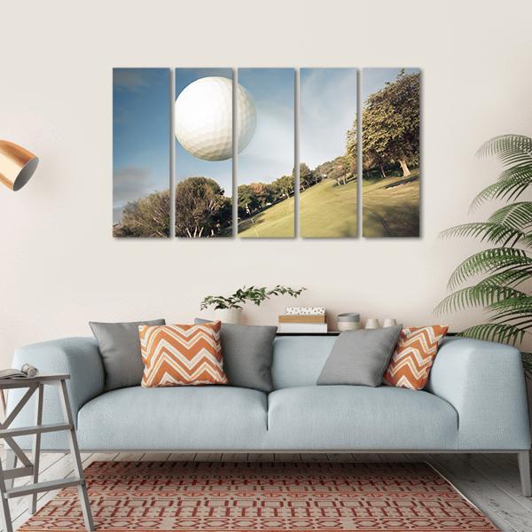 Flying Golf Ball Canvas Wall Art-5 Horizontal-Gallery Wrap-22&quot; x 12&quot;-Tiaracle