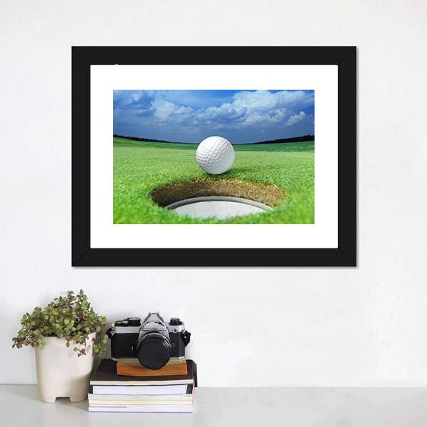 Golf Ball In Course Canvas Wall Art-1 Piece-Framed Print-20&quot; x 16&quot;-Tiaracle