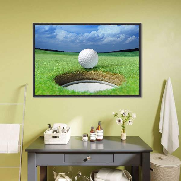 Golf Ball In Course Canvas Wall Art-1 Piece-Floating Frame-24&quot; x 16&quot;-Tiaracle