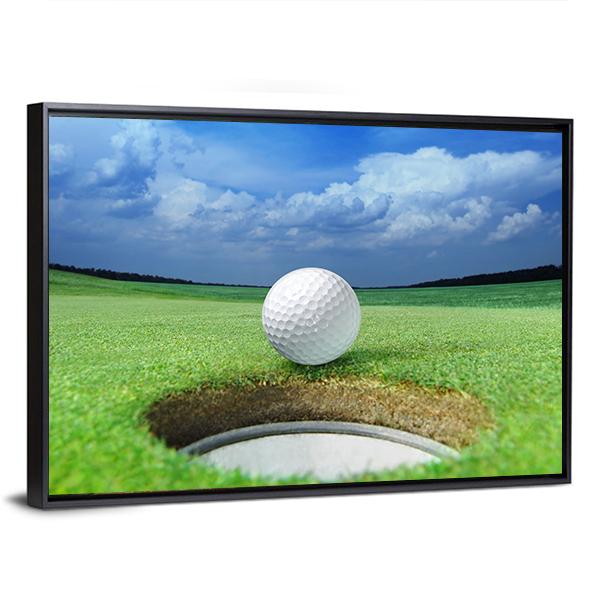Golf Ball In Course Canvas Wall Art-3 Horizontal-Gallery Wrap-25&quot; x 16&quot;-Tiaracle