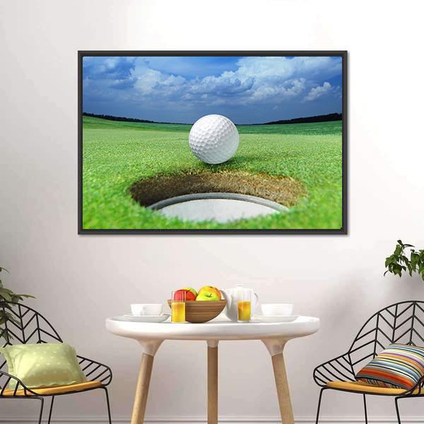 Golf Ball In Course Canvas Wall Art-3 Horizontal-Gallery Wrap-25&quot; x 16&quot;-Tiaracle