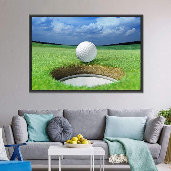 Golf Ball In Course Canvas Wall Art-3 Horizontal-Gallery Wrap-25&quot; x 16&quot;-Tiaracle