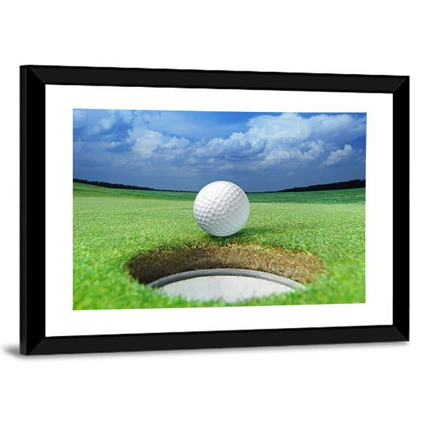 Golf Ball In Course Canvas Wall Art-3 Horizontal-Gallery Wrap-25&quot; x 16&quot;-Tiaracle