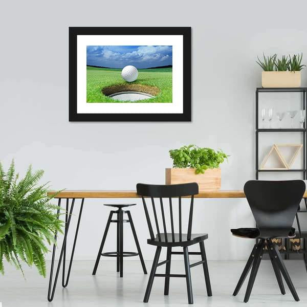 Golf Ball In Course Canvas Wall Art-5 Horizontal-Gallery Wrap-22&quot; x 12&quot;-Tiaracle