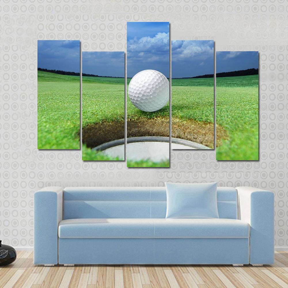 Golf Ball In Course Canvas Wall Art-5 Pop-Gallery Wrap-47" x 32"-Tiaracle