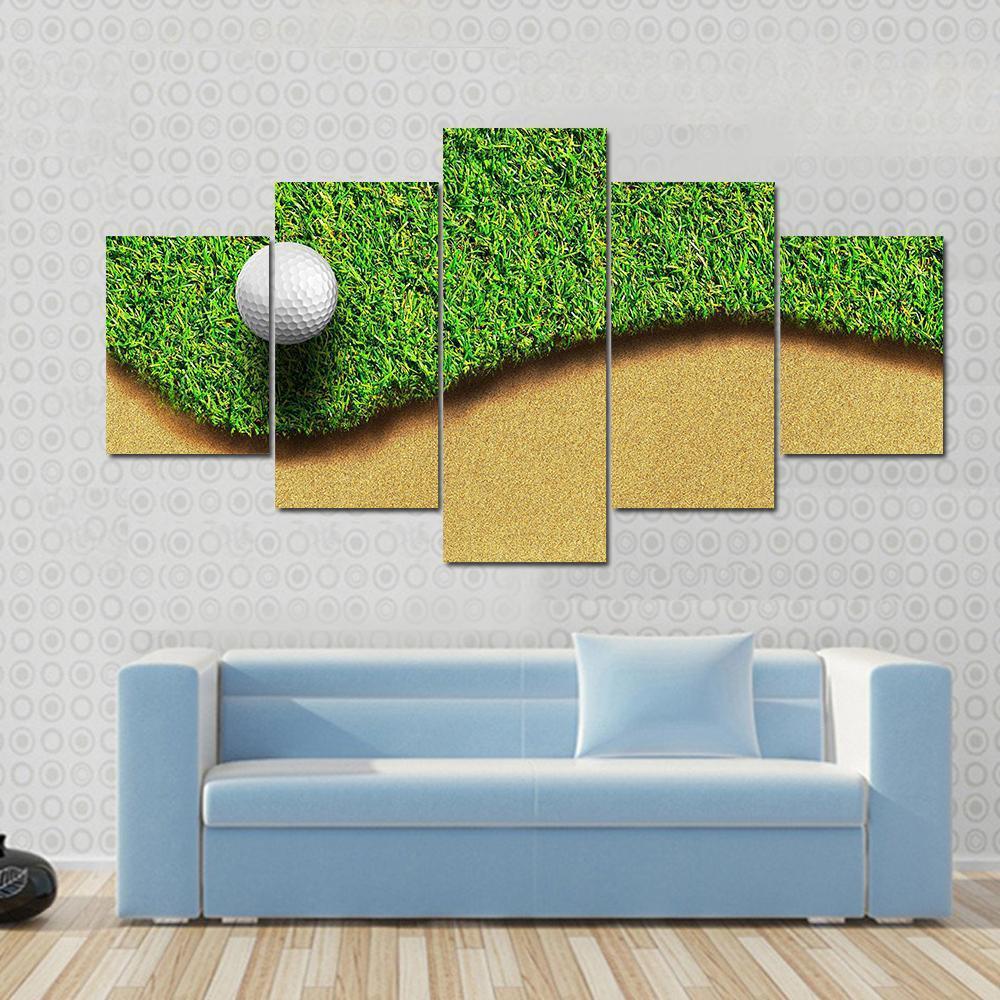 Golf Ball In Golf Courses Canvas Wall Art-5 Star-Gallery Wrap-62&quot; x 32&quot;-Tiaracle