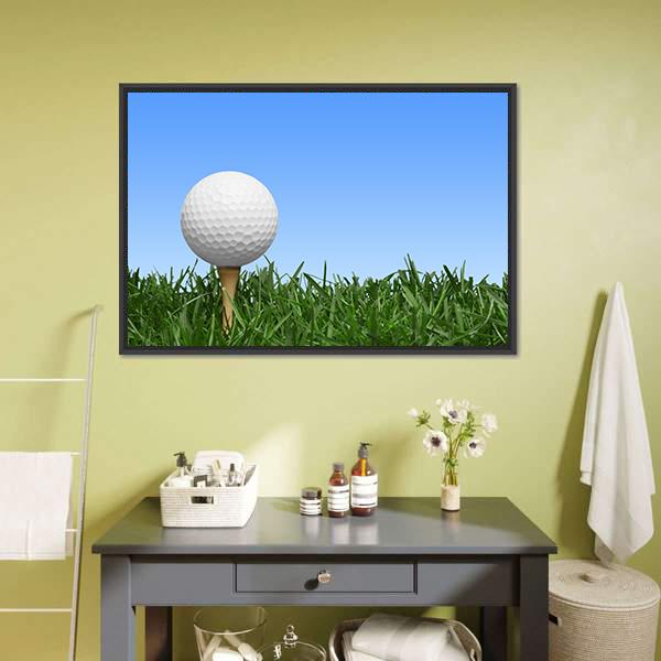 Golf Ball In Grass Canvas Wall Art-1 Piece-Floating Frame-24&quot; x 16&quot;-Tiaracle