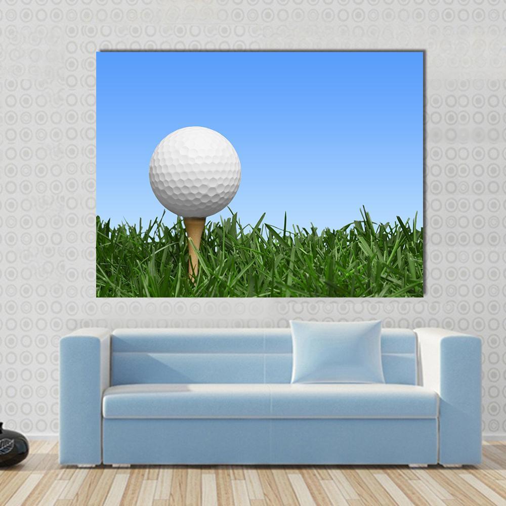 Golf Ball In Grass Canvas Wall Art-1 Piece-Gallery Wrap-48&quot; x 32&quot;-Tiaracle