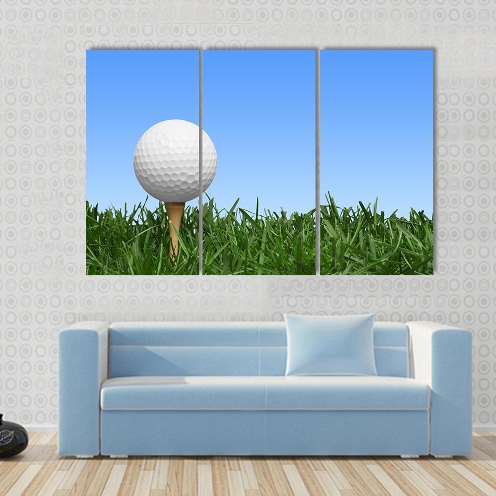 Golf Ball In Grass Canvas Wall Art-3 Horizontal-Gallery Wrap-37&quot; x 24&quot;-Tiaracle