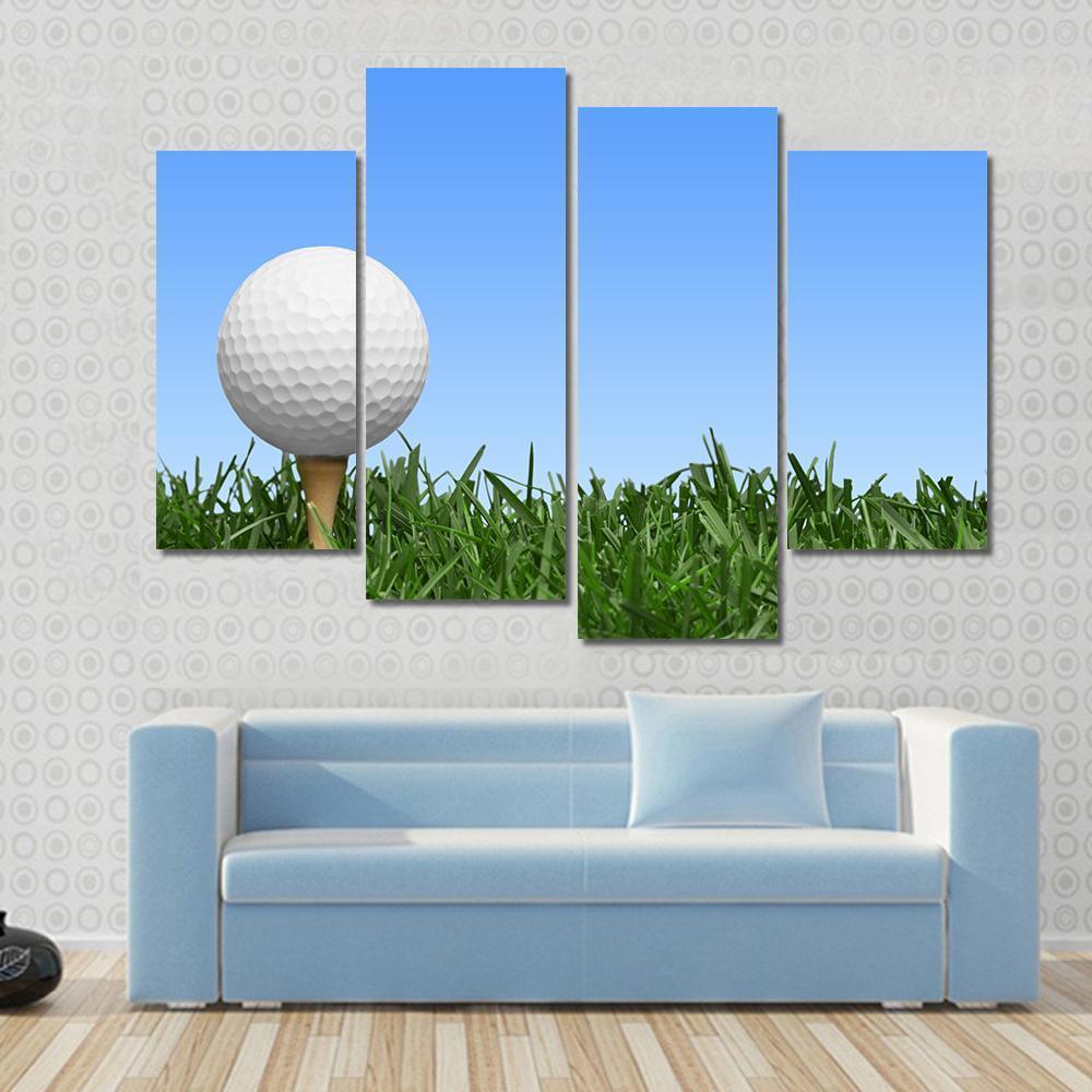 Golf Ball In Grass Canvas Wall Art-4 Pop-Gallery Wrap-50" x 32"-Tiaracle