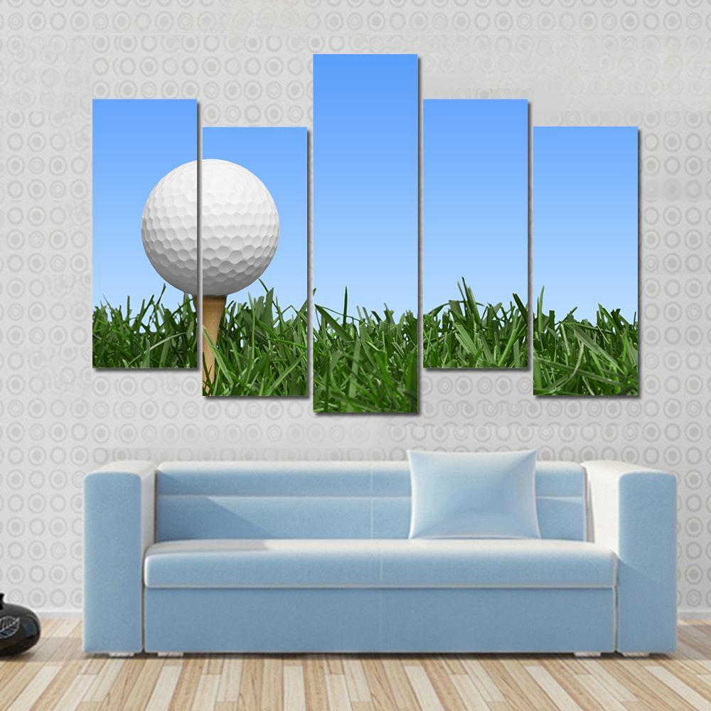 Golf Ball In Grass Canvas Wall Art-5 Pop-Gallery Wrap-47&quot; x 32&quot;-Tiaracle