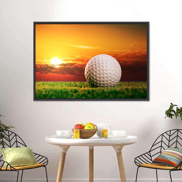 Golf Ball In Sunset Canvas Wall Art-5 Horizontal-Gallery Wrap-22" x 12"-Tiaracle