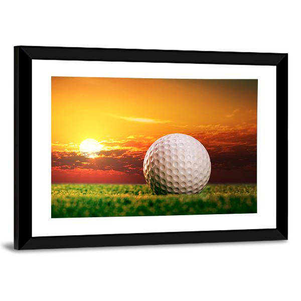 Golf Ball In Sunset Canvas Wall Art-5 Horizontal-Gallery Wrap-22" x 12"-Tiaracle