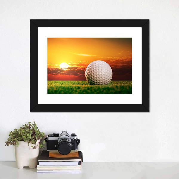 Golf Ball In Sunset Canvas Wall Art-1 Piece-Framed Print-20&quot; x 16&quot;-Tiaracle