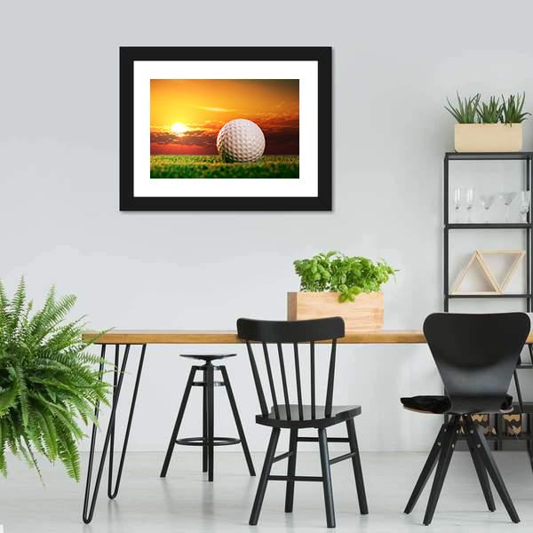 Golf Ball In Sunset Canvas Wall Art-5 Horizontal-Gallery Wrap-22" x 12"-Tiaracle
