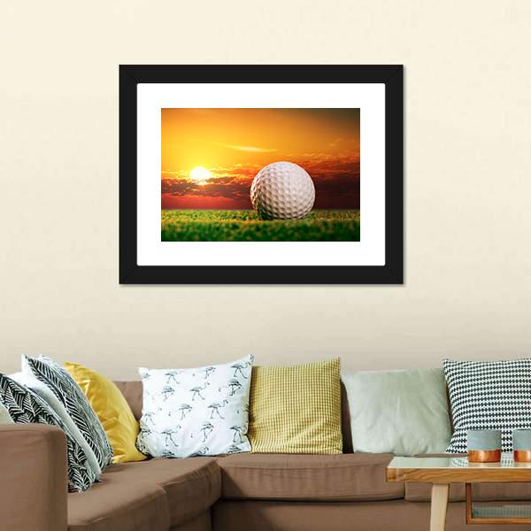 Golf Ball In Sunset Canvas Wall Art-5 Horizontal-Gallery Wrap-22" x 12"-Tiaracle