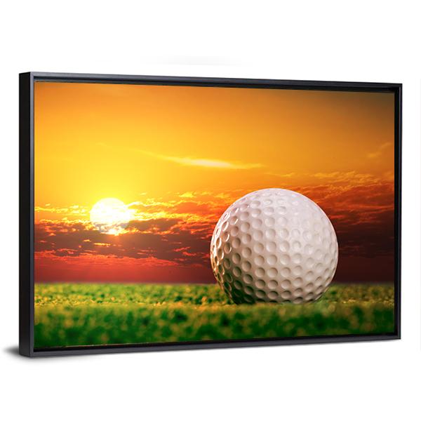 Golf Ball In Sunset Canvas Wall Art-5 Horizontal-Gallery Wrap-22" x 12"-Tiaracle