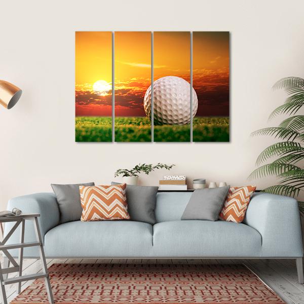 Golf Ball In Sunset Canvas Wall Art-4 Horizontal-Gallery Wrap-34&quot; x 24&quot;-Tiaracle