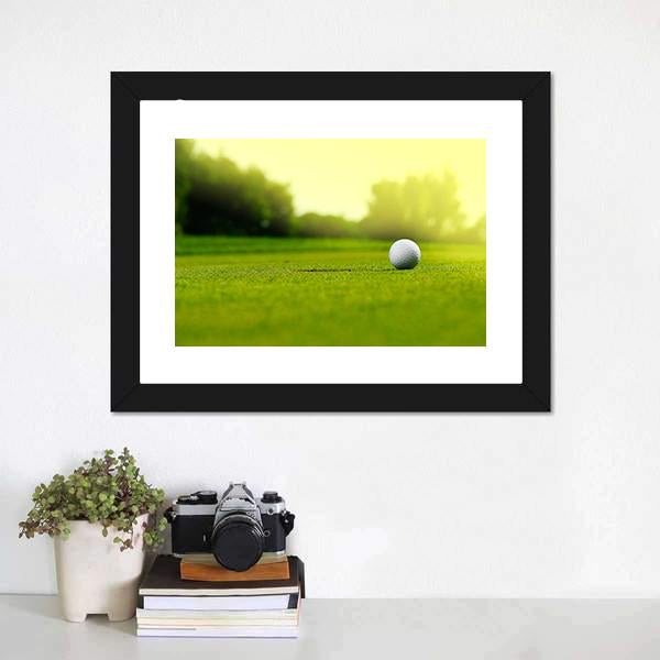 Golf Ball In The Hole Canvas Wall Art-1 Piece-Framed Print-20" x 16"-Tiaracle