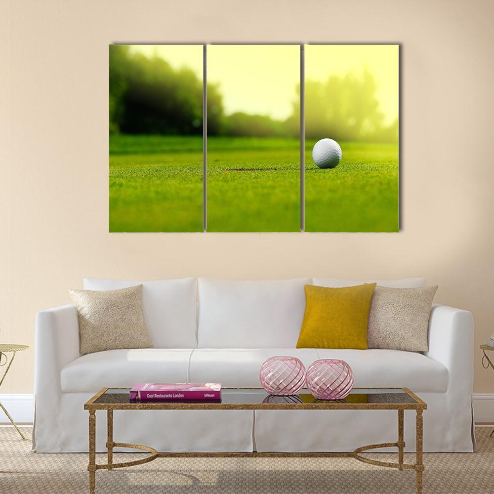 Golf Ball In The Hole Canvas Wall Art-3 Horizontal-Gallery Wrap-37" x 24"-Tiaracle